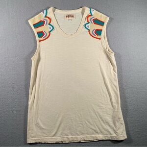 Anthropologie Pepin Embroidered Beaded Tank Top Sleeveless Shirt M